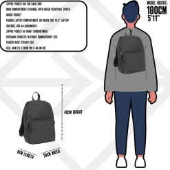 New Rebels Harper Providence Schwarz 12L Rucksack Wasserabweisend Laptop 11.6
