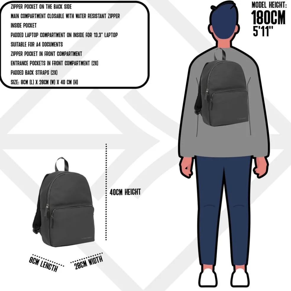 New Rebels Harper Providence Schwarz 12L Rucksack Wasserabweisend Laptop 11.6"