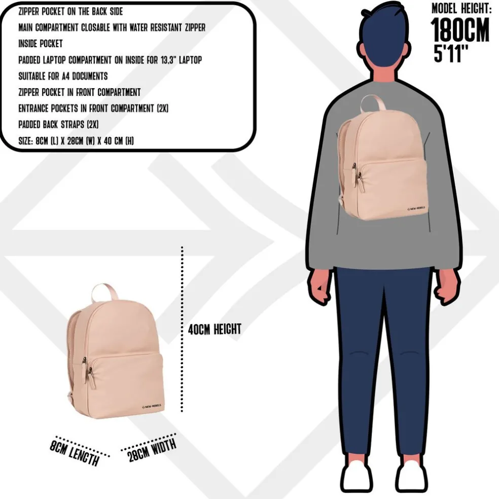 New Rebels Harper Providence Altrosa 12L Rucksack Wasserabweisend Laptop 11.6"