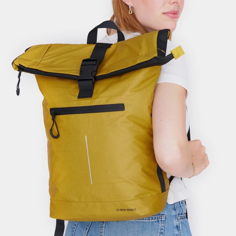 New Rebels Hugo New York 17L Wasserdicht Rolltop Rucksack Occur Gelb