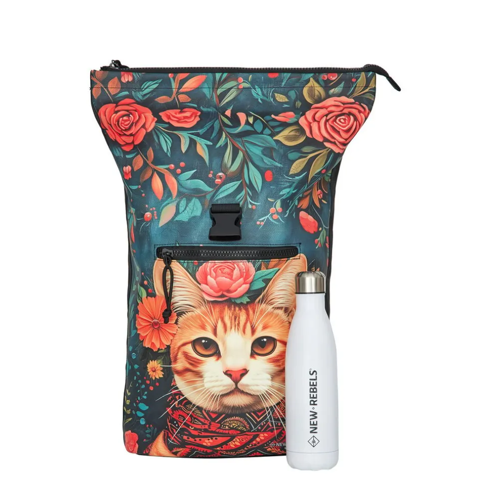 New Rebels Mart Art New York Catface 21L Rucksack Rolltop wasserabweisend Laptop 15,6“