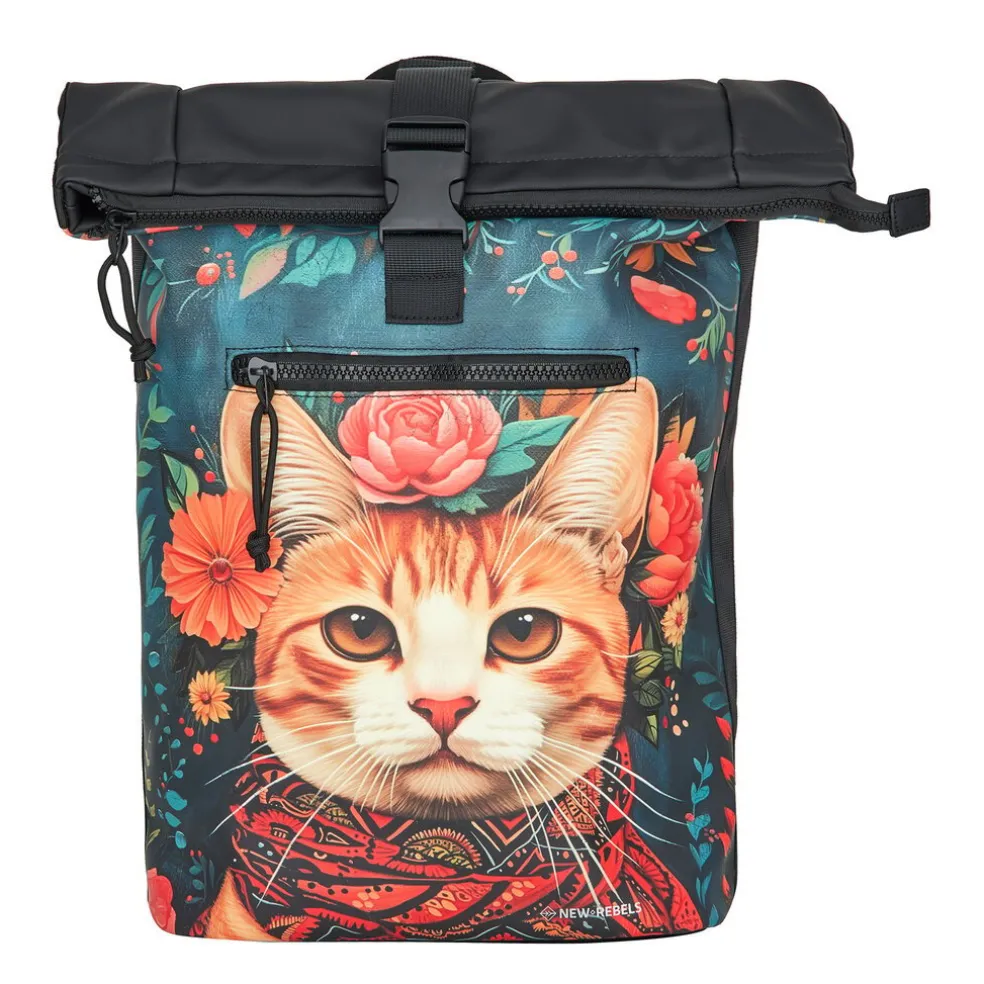 New Rebels Mart Art New York Catface 21L Rucksack Rolltop wasserabweisend Laptop 15,6“