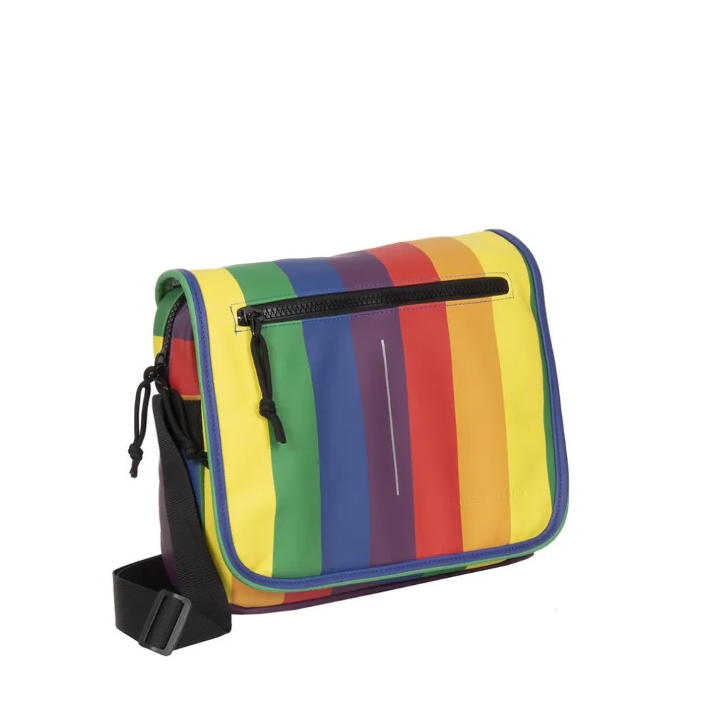 New Rebels Mart Bronx Regenbogen 8L A4 Umhängetasche mit Überschlag Wasserabweisend