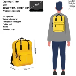 New Rebels Mart Chicago Gelb 17L Rucksack Wasserabweisend Laptop 13