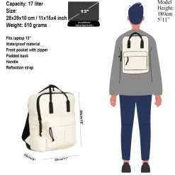New Rebels Mart Chicago Off Weiß 17L Rucksack Wasserabweisend Laptop 13