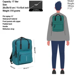 New Rebels Mart Chicago Petrol 17L Rucksack Wasserabweisend Laptop 13
