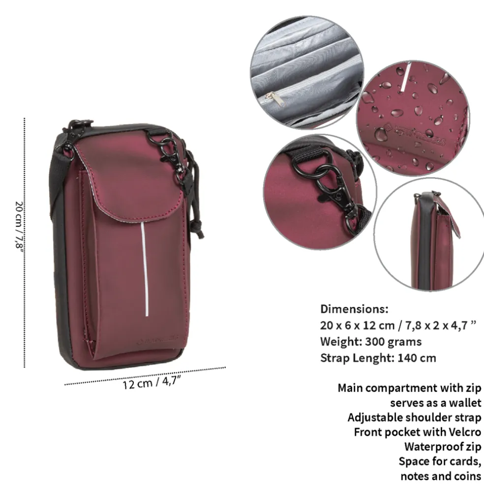 New Rebels Mart Cincinnati Metallic Burgundy Handytasche Wasserabweisend