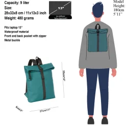New Rebels Mart Los Angeles Petrol 7L Rolltop Rucksack Wasserabweisend
