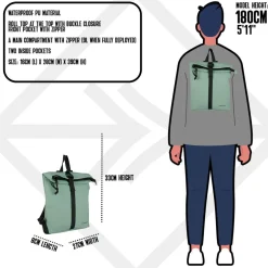 New Rebels Mart Los Angeles Salie Grün 7L Rolltop Rucksack Wasserabweisend