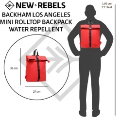 New Rebels Mart Los Angeles Rot 7 Liter Rucksack Rolltop Wasserabweisend