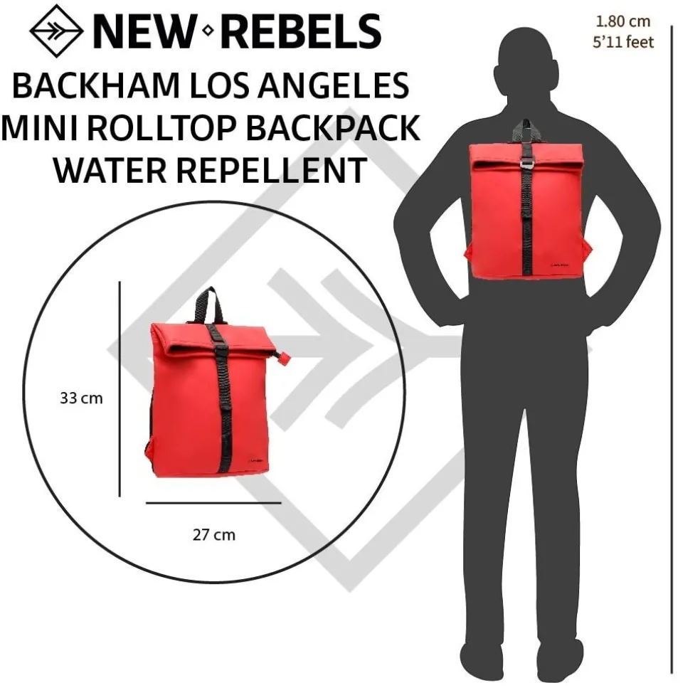 New Rebels Mart Los Angeles Rot 7 Liter Rucksack Rolltop Wasserabweisend