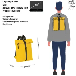 New Rebels Mart Los Angeles Gelb 7L Rolltop Rucksack Wasserabweisend