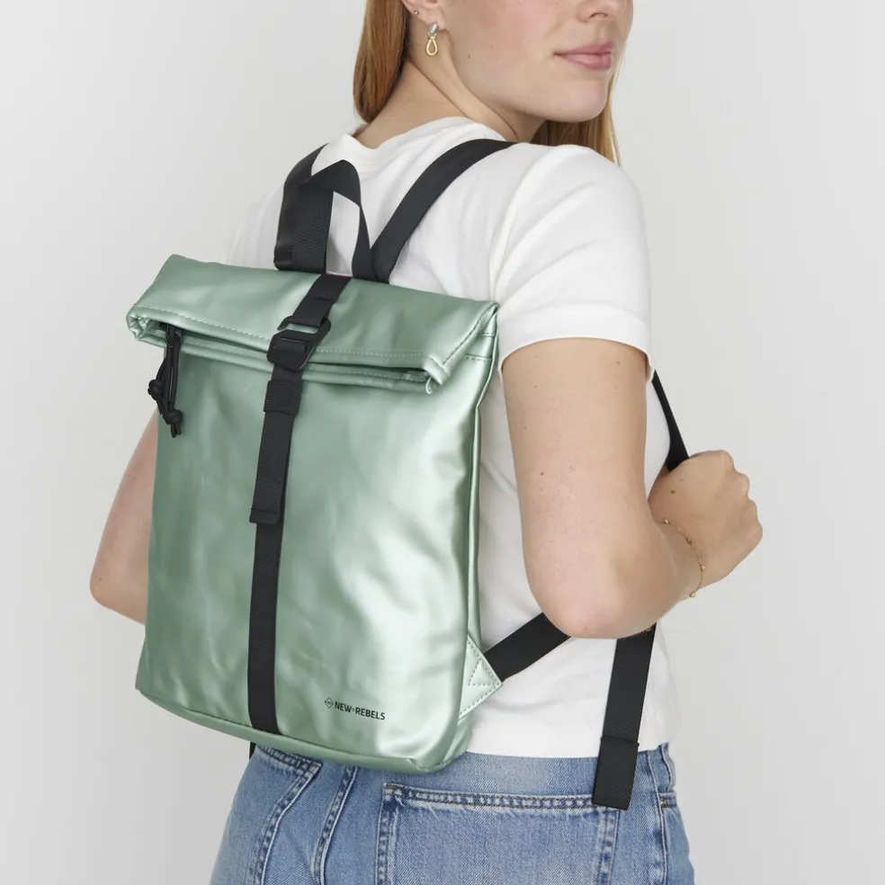 New Rebels Mart Los Angeles Metallic Hellgrün 7L Rolltop Rucksack Wasserabweisend