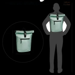 New Rebels Mart New York Metallic Hellgrün 21L Rucksack Rolltop Wasserabweisend Laptop 15.6