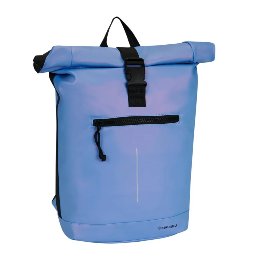 New Rebels Mart New York Metallic Helllila 21L Rucksack Rolltop Wasserabweisend Laptop 15.6"