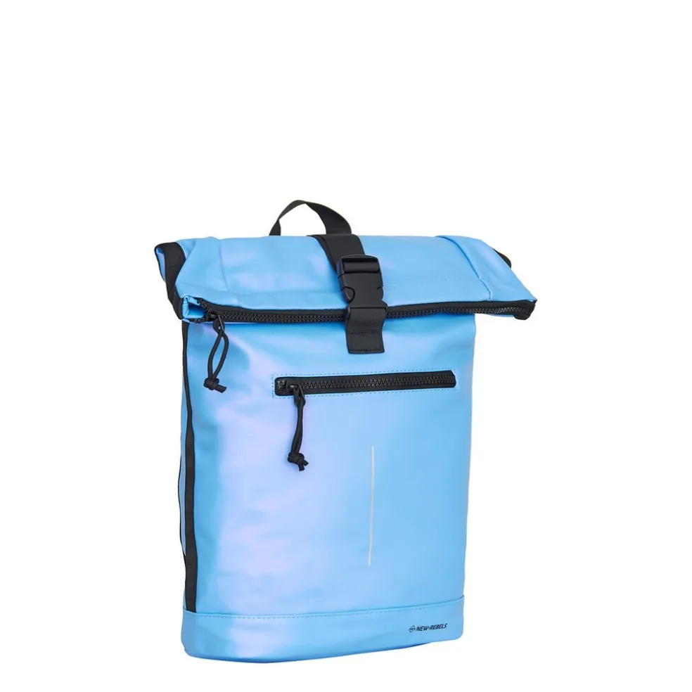 New Rebels Mart New York Metallic Helllila 21L Rucksack Rolltop Wasserabweisend Laptop 15.6"