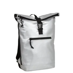 New Rebels Mart New York Metallic Silber 21L Rucksack Rolltop Wasserabweisend Laptop 15.6"