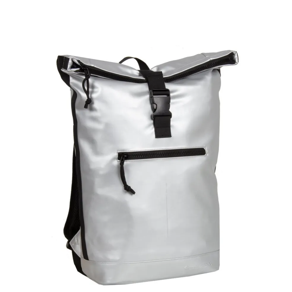 New Rebels Mart New York Metallic Silber 21L Rucksack Rolltop Wasserabweisend Laptop 15.6"