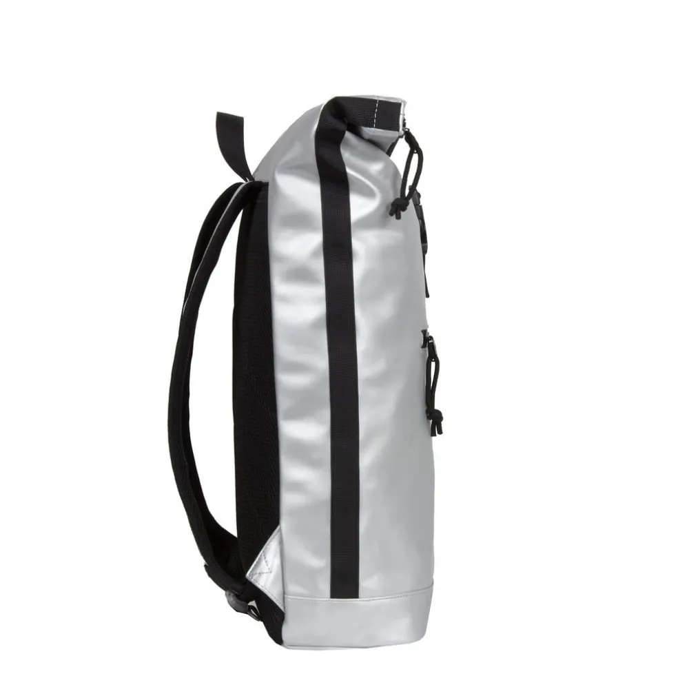 New Rebels Mart New York Metallic Silber 21L Rucksack Rolltop Wasserabweisend Laptop 15.6"