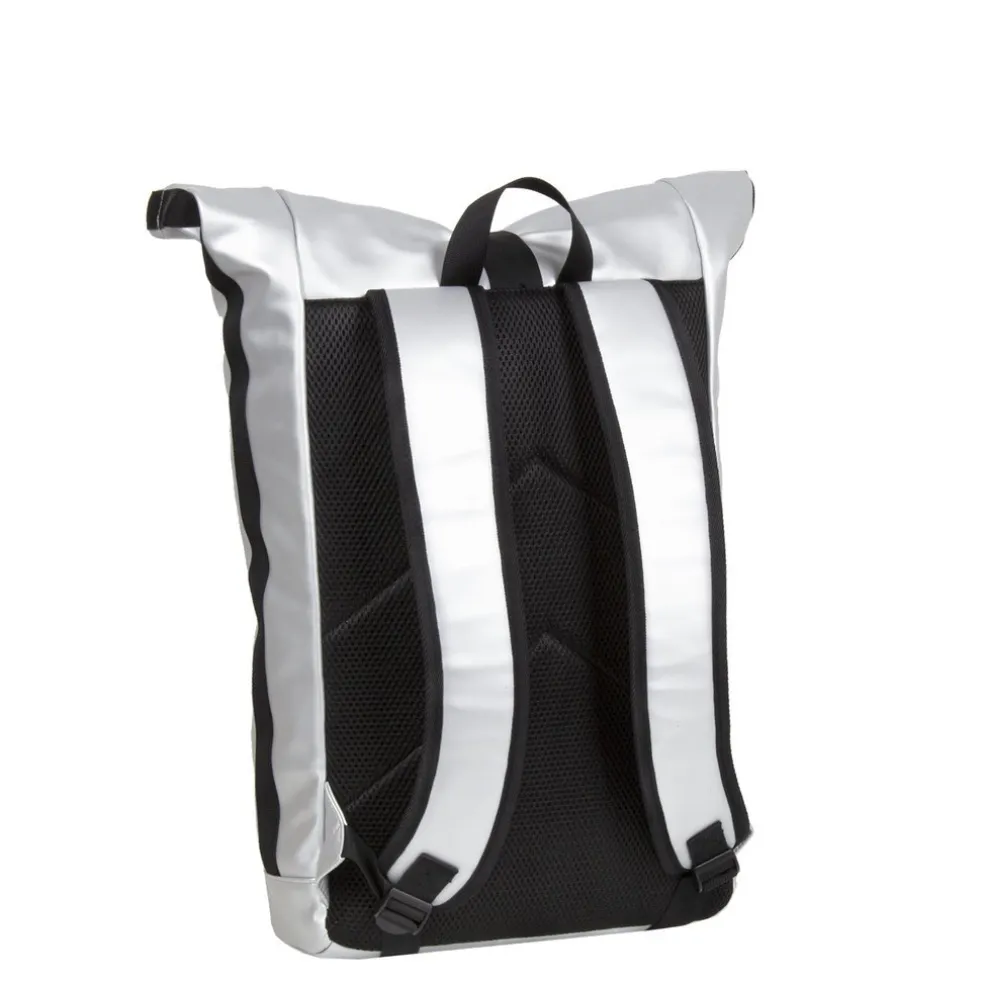 New Rebels Mart New York Metallic Silber 21L Rucksack Rolltop Wasserabweisend Laptop 15.6"