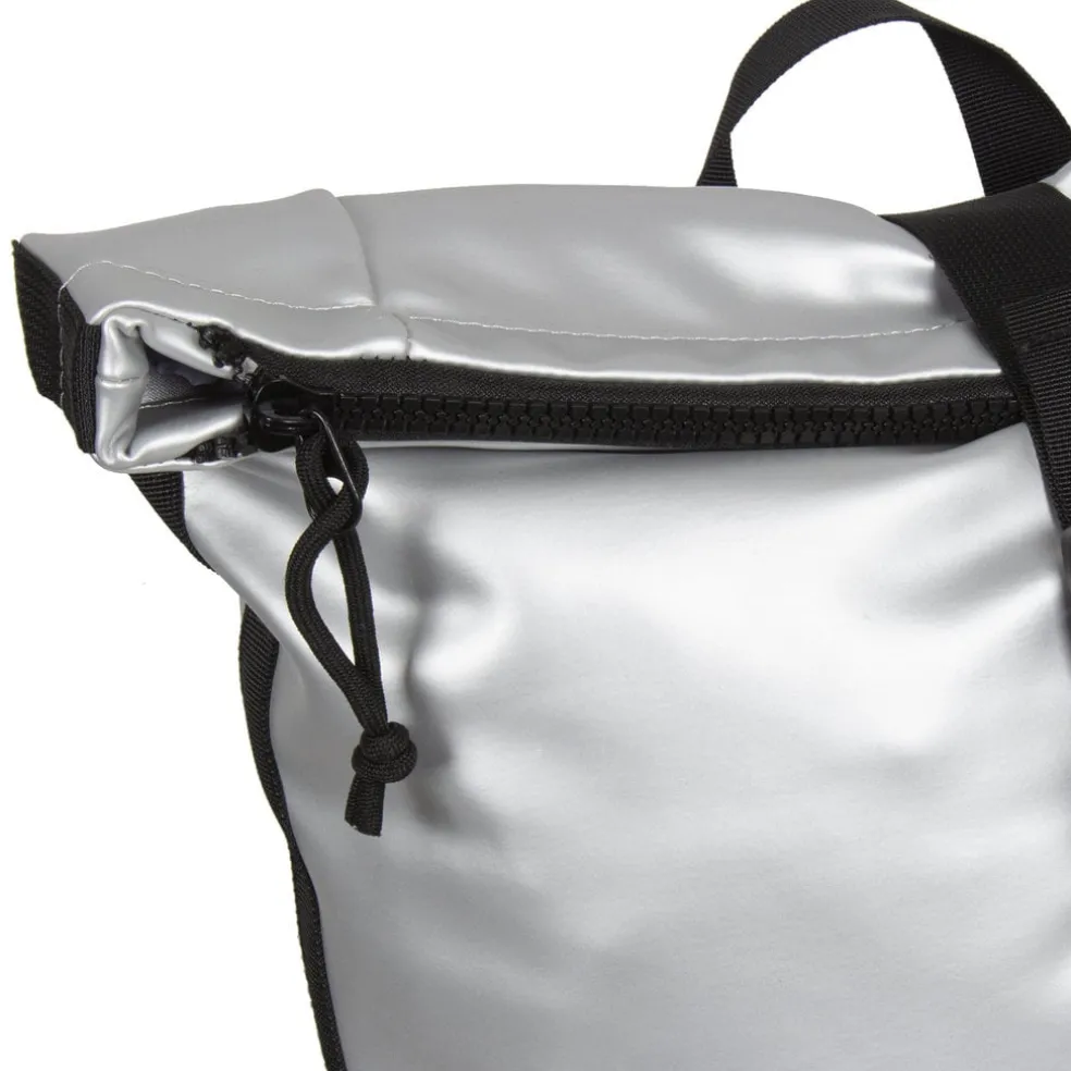 New Rebels Mart New York Metallic Silber 21L Rucksack Rolltop Wasserabweisend Laptop 15.6"