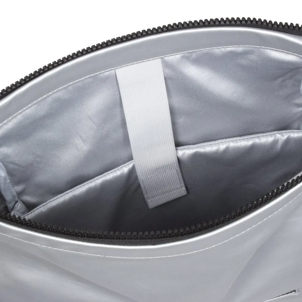 New Rebels Mart New York Metallic Silber 21L Rucksack Rolltop Wasserabweisend Laptop 15.6"