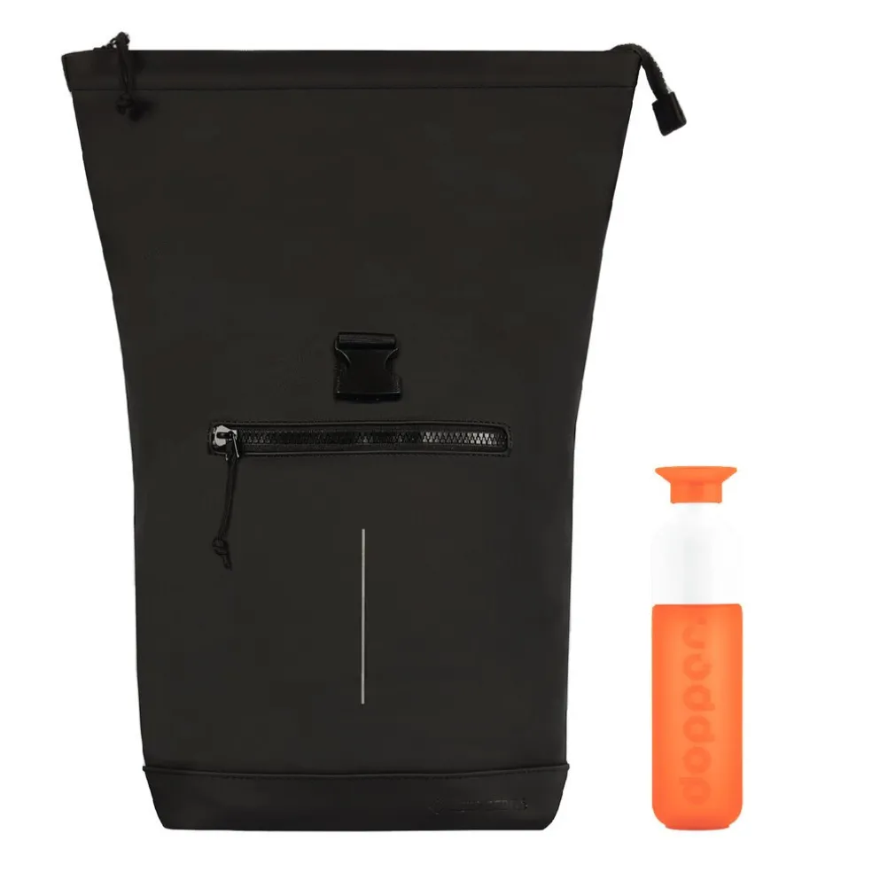 New Rebels Mart New York Schwarz 21L Rucksack Rolltop Wasserabweisend Laptop 15.6"