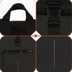 New Rebels Mart New York Schwarz 21L Rucksack Rolltop Wasserabweisend Laptop 15.6