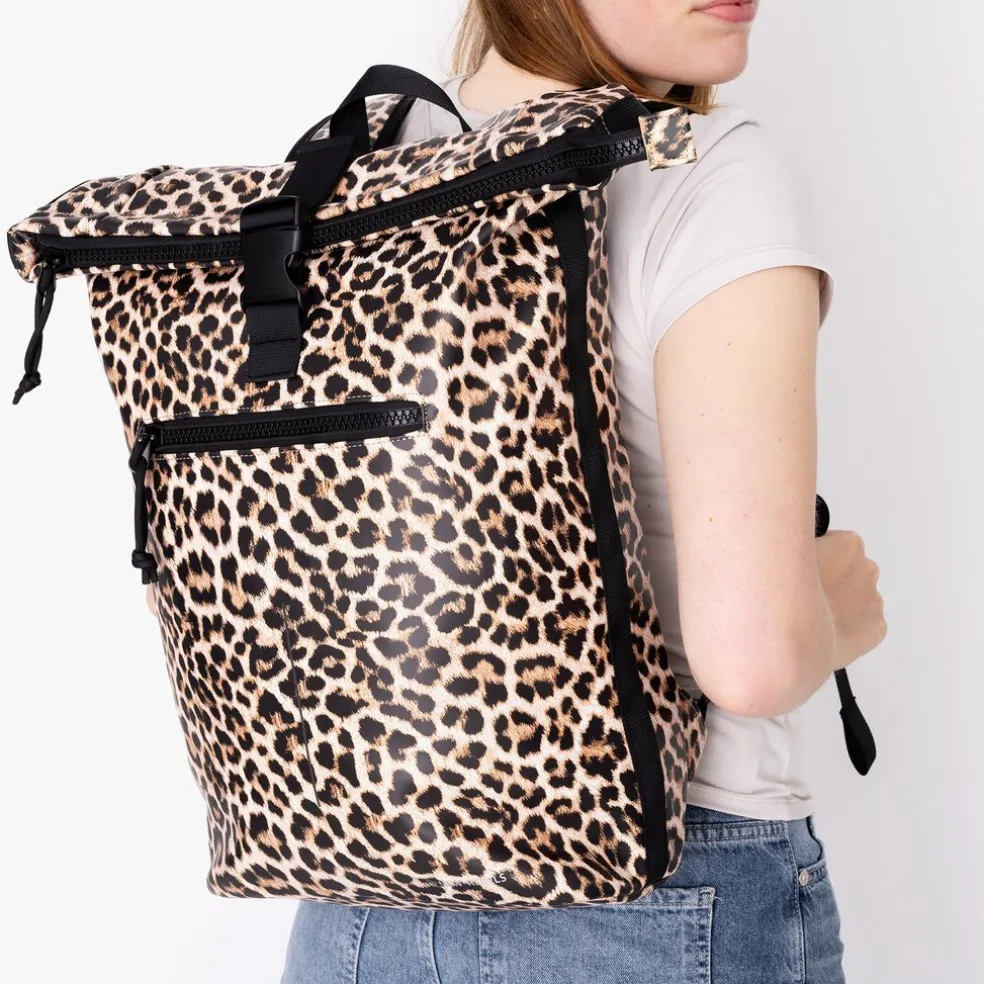 New Rebels Mart New York Leopard 21L Rugtas Rolltop Waterafstotend Laptop 15.6"
