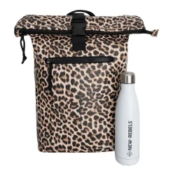 New Rebels Mart New York Leopard 21L Rugtas Rolltop Waterafstotend Laptop 15.6
