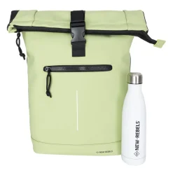 New Rebels Mart New York Mattgrün 21L Rolltop-Rucksack – Wasserabweisend – Für 15,6” Laptop geeignet