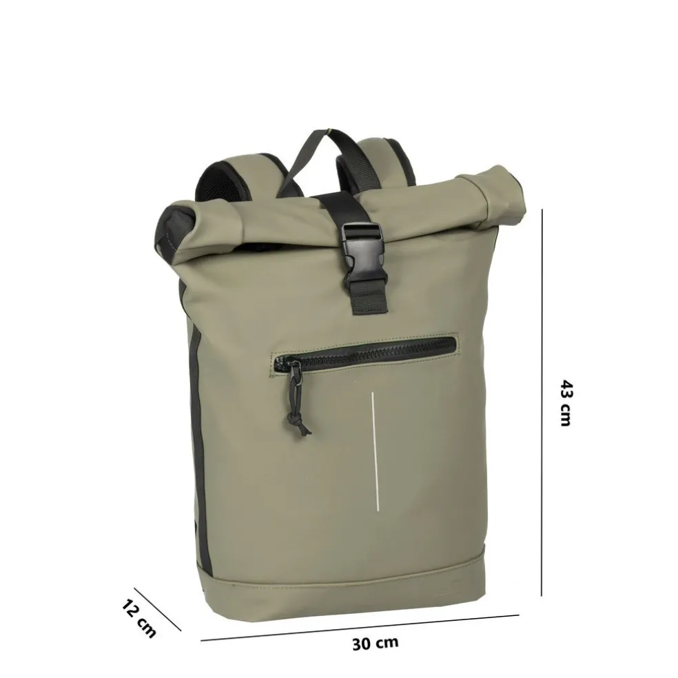New Rebels Mart New York Taupe 21L Rucksack Rolltop Wasserabweisend Laptop 15.6"