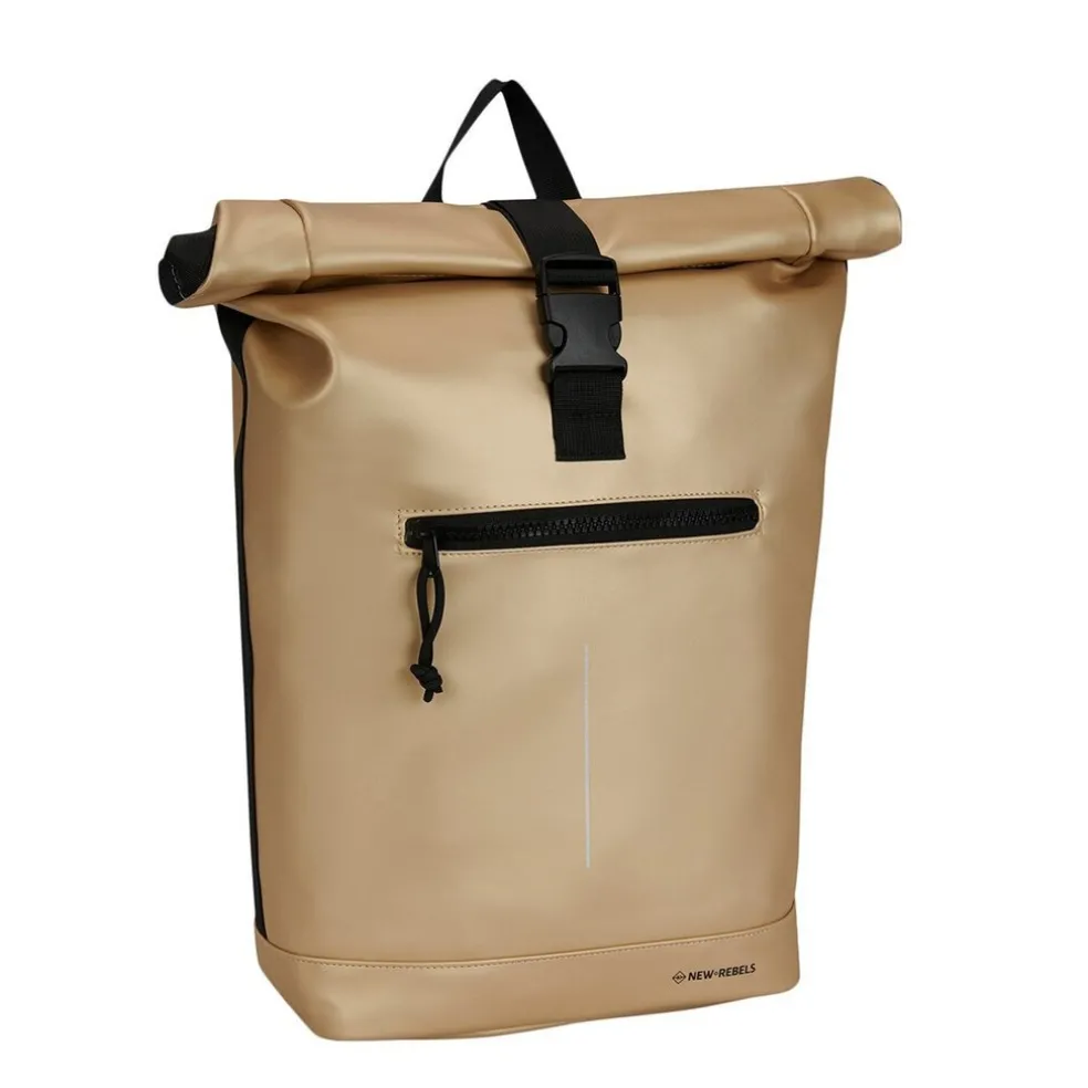 New Rebels Mart New York Metallic Gold 21L Rucksack Rolltop Wasserabweisend Laptop 15.6"