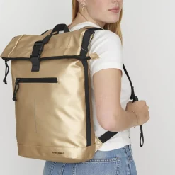 New Rebels Mart New York Metallic Gold 21L Rucksack Rolltop Wasserabweisend Laptop 15.6"