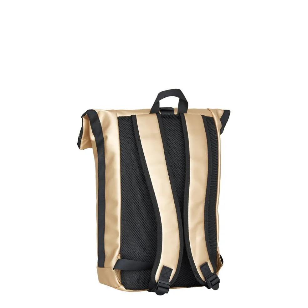 New Rebels Mart New York Metallic Gold 21L Rucksack Rolltop Wasserabweisend Laptop 15.6"