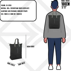 New Rebels Matteo Trenton Schwarz 18L Rucksack Shopper Wasserabweisend