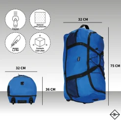 New Rebels Nevada Newark Marineblau 110L Rollbarer Trolley Reisetasche Wasserabweisend