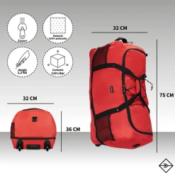 New Rebels Nevada Newark Rot 110L Rollbarer Trolley Reisetasche Wasserabweisend