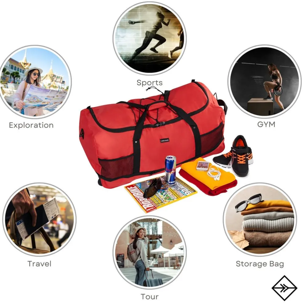 New Rebels Nevada Newark Rot 110L Rollbarer Trolley Reisetasche Wasserabweisend
