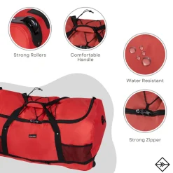 New Rebels Nevada Newark Rot 110L Rollbarer Trolley Reisetasche Wasserabweisend