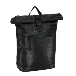 New Rebels New York Droplets Rolltop Rucksack Schwartz  – Wasserabweisend – 21 Liter – Laptopfach