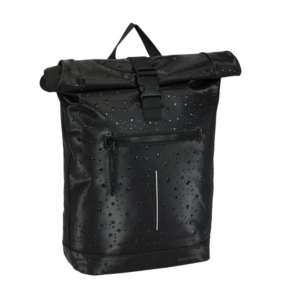 New Rebels New York Droplets Rolltop Rucksack Schwartz – Wasserabweisend – 21 Liter – Laptopfach