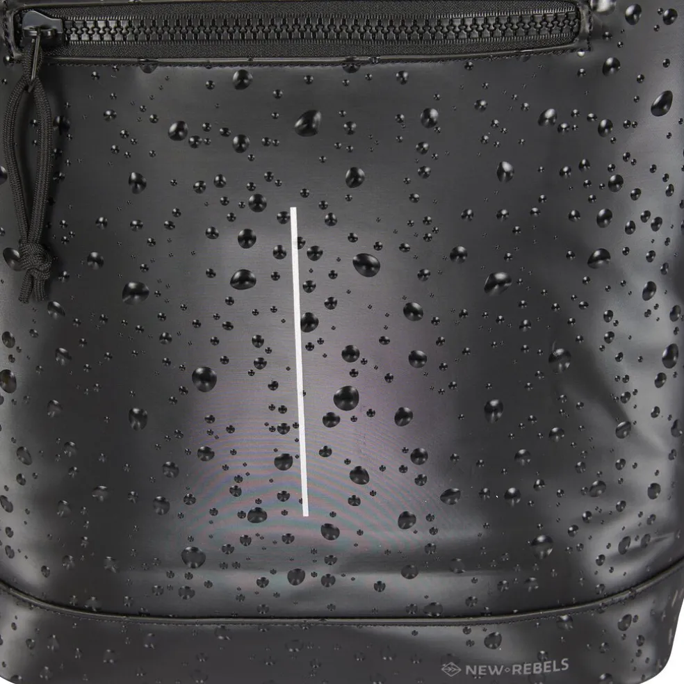 New Rebels New York Droplets Rolltop Rucksack Schwartz – Wasserabweisend – 21 Liter – Laptopfach