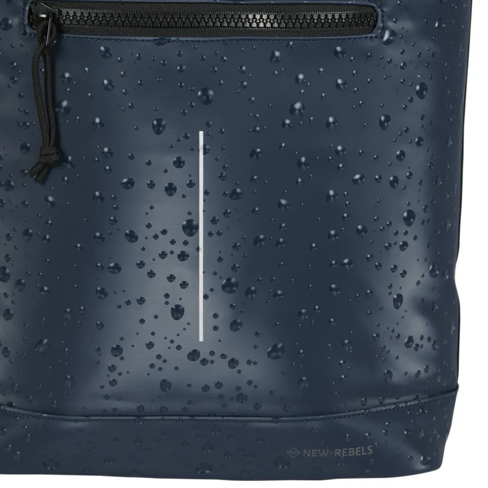 New Rebels New York Droplets Rolltop Rucksack Marineblau Wasserabweisend 21 Liter Laptopfach