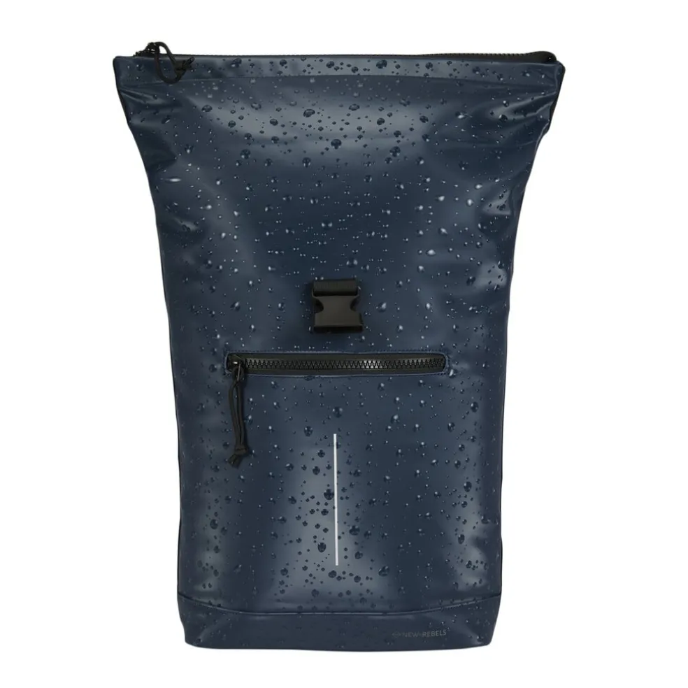 New Rebels New York Droplets Rolltop Rucksack Marineblau Wasserabweisend 21 Liter Laptopfach