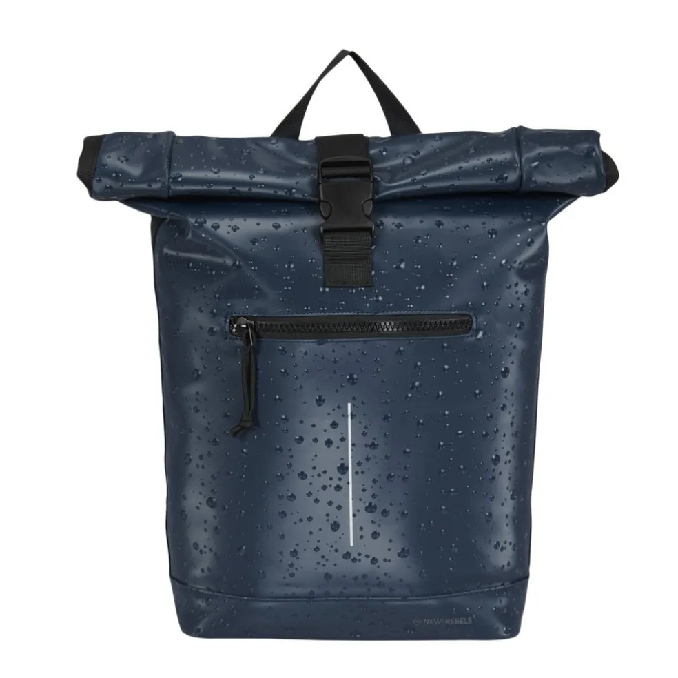 New Rebels New York Droplets Rolltop Rucksack Marineblau Wasserabweisend 21 Liter Laptopfach
