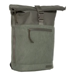 New Rebels New York Ribbi Rolltop Rucksack 17-21 l Schulranzen & Arbeitstasche Rippstoff-Laptop-Rucksack 15,6 Zoll Salbeigrün