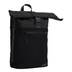 New Rebels New York Ribbi Rolltop Rucksack 17–21L Schulrucksack & Arbeitstasche Rippstoff Laptop Rucksack 15,6 Zoll Schwarz