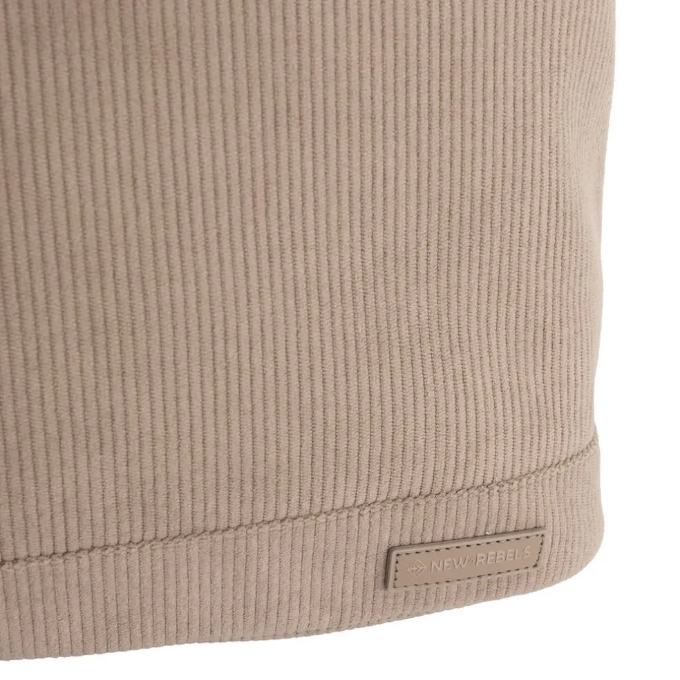 New Rebels New York Ribbi Rolltop Rucksack 17-21 l Schulranzen & Arbeitstasche Rippstoff-Laptop-Rucksack 15,6 Zoll Taupe