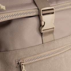 New Rebels New York Ribbi Rolltop Rucksack 17-21 l Schulranzen & Arbeitstasche Rippstoff-Laptop-Rucksack 15,6 Zoll Taupe